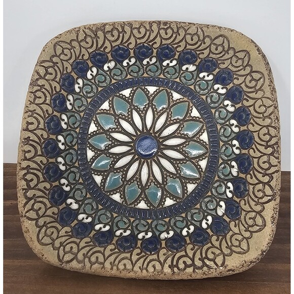Sweet Little Mandala Marion Pollman Clay Art Rustic Ceramic Trinket Dish - Picture 1 of 13